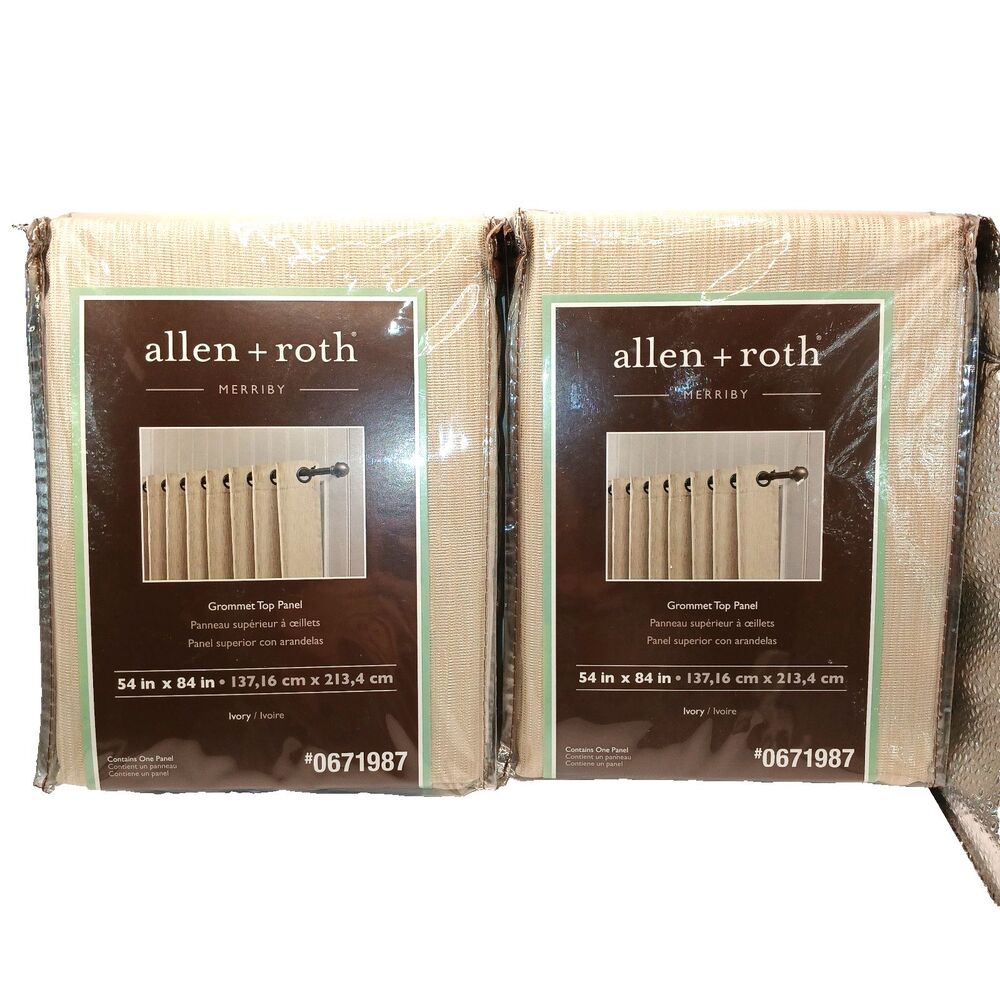 2 Allen & Roth Curtain Panels Merriby Grommet Top Panel Ivory 54x84"